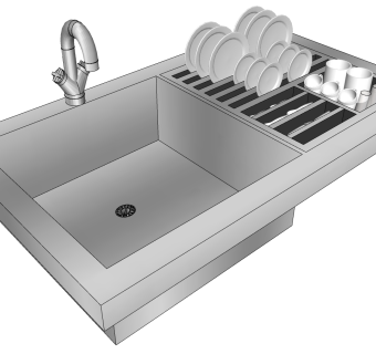 金属不锈钢 水槽 碗具 杯子茶杯 su草图模型下载