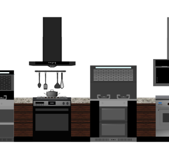 厨房电器  燃气灶 集成灶 洗碗机 消毒柜 吸油烟机  su草图模型下载