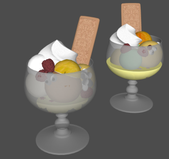 高脚杯 甜品 冰淇淋 蛋糕组合su草图模型下载