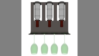 红酒 高脚杯 杯子 红酒洋酒瓶子su草图模型下载