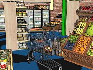 水果店 超市水果专卖区 su草图模型下载