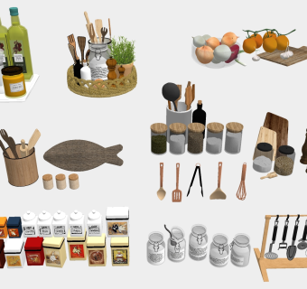 现代厨具 厨房用品 su草图模型下载