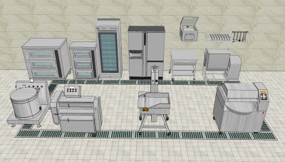 后厨设备厨房用品用具 su草图模型下载