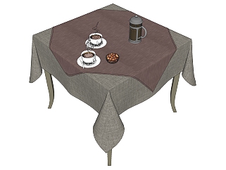 咖啡茶杯方糖咖啡壶组合 su草图模型下载