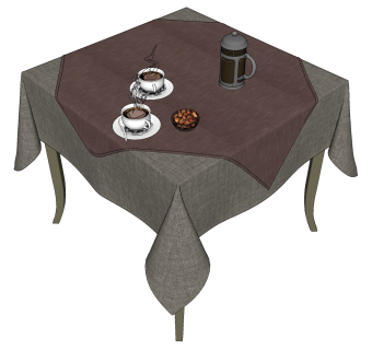 咖啡茶杯方糖咖啡壶组合 su草图模型下载