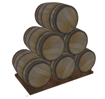 工业风美式橡木酒桶组合su草图模型下载