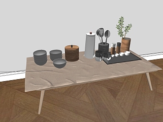 <em>北欧简约</em>餐具碗茶具组合 su草图模型下载