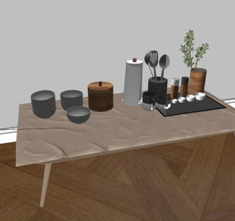 北欧简约餐具碗茶具组合 su草图模型下载