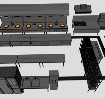 厨房用品 厨房用具 su草图模型下载