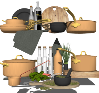 厨房用品 用具 电器器材  su草图模型下载