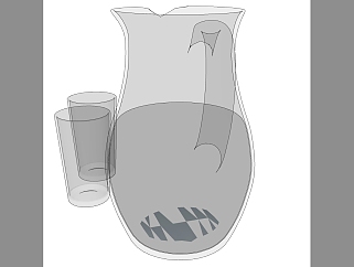 透明玻璃水杯 su草图模型下载