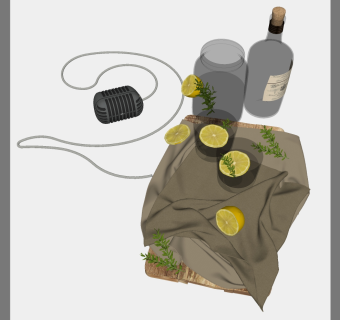 厨房用品用具 玻璃瓶子摆 su草图模型下载