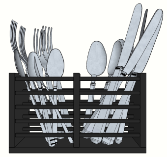 金属叉子 刀叉 勺子金属框  收纳筐收纳篮su草图模型下载