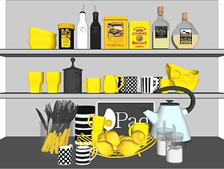 <em>厨房厨具</em> 厨房用品 碗 调料瓶调料品 su草图模型下载