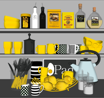 厨房厨具 厨房用品 碗 调料瓶调料品  su草图模型下载