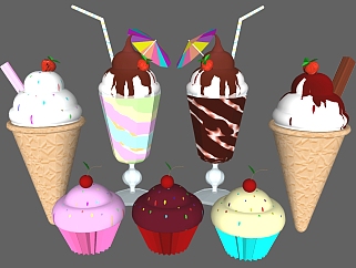 甜品冰淇淋 蛋糕su草图模型下载