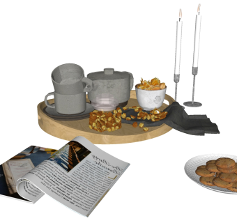 厨房用品 用具 木制盘子 su草图模型下载