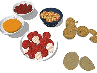 厨房用品用具盘子水果食物  su草图模型下载