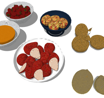 厨房用品用具盘子水果食物  su草图模型下载