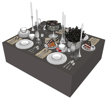 厨房用品 烛台 花卉 摆件 su草图模型下载