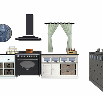 欧式法式 厨房后厨 储物柜  su草图模型下载