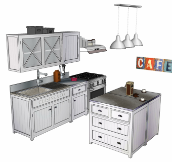 厨房后厨厨房用品用具  su草图模型下载