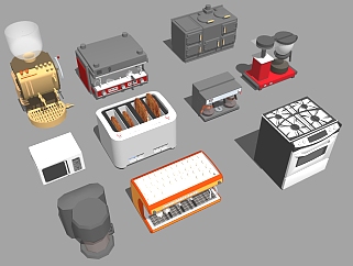 电器<em>咖啡机</em>面包机微波炉 su草图模型下载
