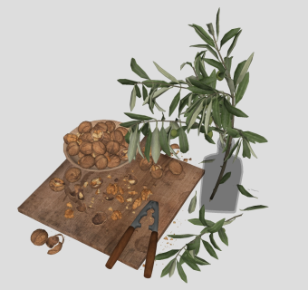 砧板 木板子 夹核桃 su草图模型下载