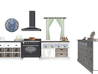 厨房橱柜 储物柜 洗碗机 su草图模型下载