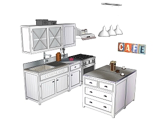 厨房橱柜岛台，用品用具  su草图模型下载