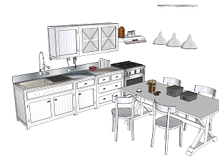 厨房橱柜岛台，用品<em>用具</em> su草图模型下载