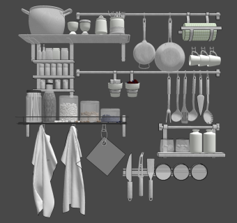 厨房用品用具，厨具 su草图模型下载