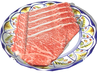 食物 肉 牛排羊排 盘子su草图模型下载