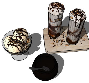 甜品 蛋糕 冰淇淋 碗 奶茶 饮品 su草图模型下载