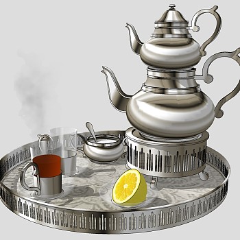 欧式法式金属茶壶 金属不锈钢茶壶  su草图模型下载