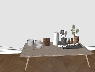 简约餐具 碗 茶具 厨房用具  su草图模型下载