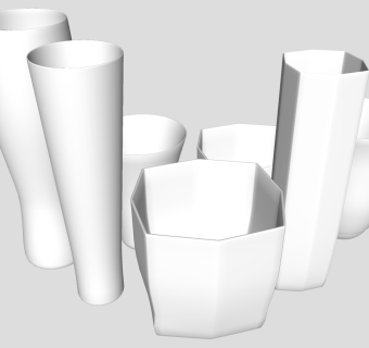 玻璃水杯 玻璃杯 异形水杯组合su草图模型下载