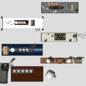 茶室用品用具茶具茶海 茶盘 su草图模型下载