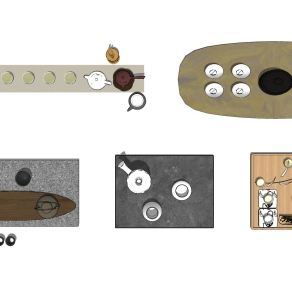 新中式日式 茶室用品用具  su草图模型下载