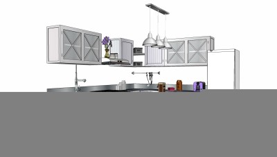 工业风欧式美式厨房用品用具 后厨 su草图模型下载