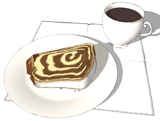 下午<em>茶</em>食物 咖啡蛋糕咖啡杯，食物su草图模型下载