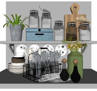 厨房置物架用品调料瓶，su草图模型下载