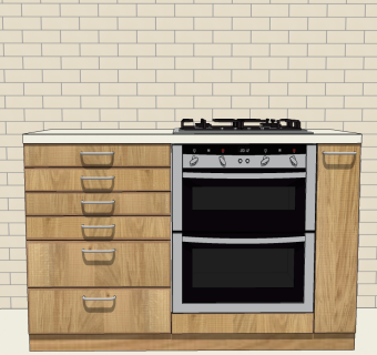 现代橱柜，烤箱微波炉，燃气灶su草图模型下载