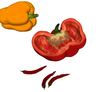 食物 青椒辣椒  红青椒蔬菜su草图模型下载