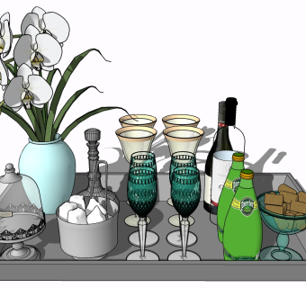 欧式 厨房 用品用具 餐具摆件  su草图模型下载