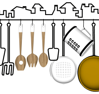 置物架 厨房用品用具 铲子 漏勺 杯子 食品称，厨具su草图模型下载