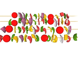 水果烧烤 水果蔬菜组合su草图模型下载