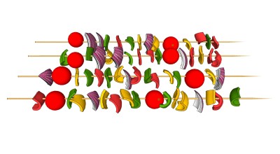 水果烧烤 水果蔬菜组合su草图模型下载