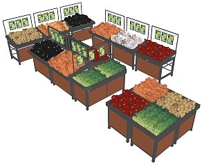 超市生鲜超市蔬菜区 蔬菜货架...<em>蘑菇</em> 南瓜su草图模型下载