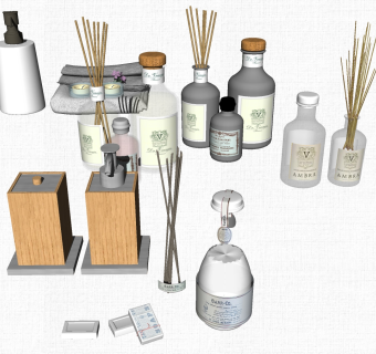 玻璃瓶子 香薰，精油瓶 化妆品 su草图模型下载